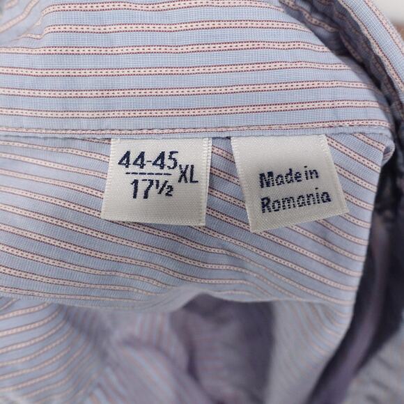 Faconnable Shirt Mens XL 17.5 Blue Pinstripe Classique Cotton Button UP Dress - Picture 8 of 10